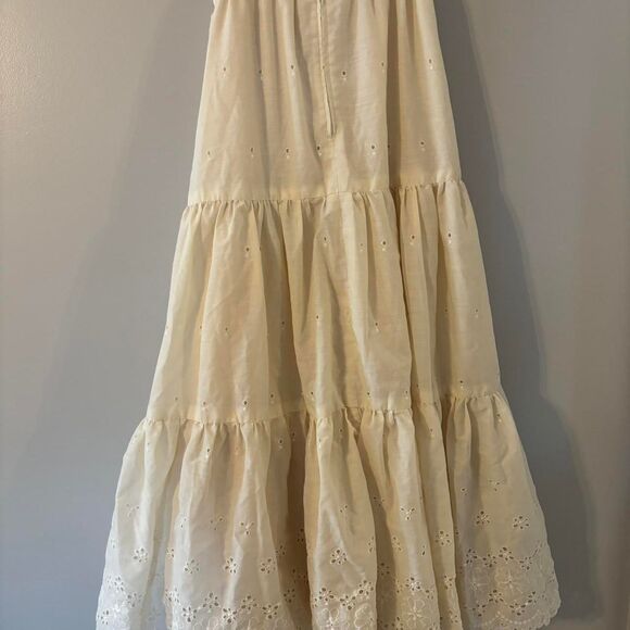Vintage 70s Prairie Eyelet Lace White Skirt tiered With Ruffles - Picture 2 of 3